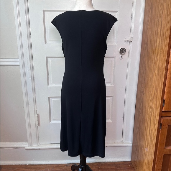 Byer Too! Y2K Classic Black Dress Cowl Neck Split Shoulder Seam Minimalist Sz M - Picture 5 of 17